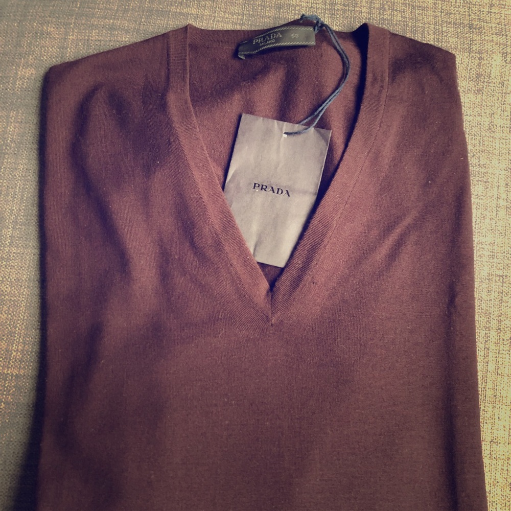Men’s Maroon Prada v-neck sweater
